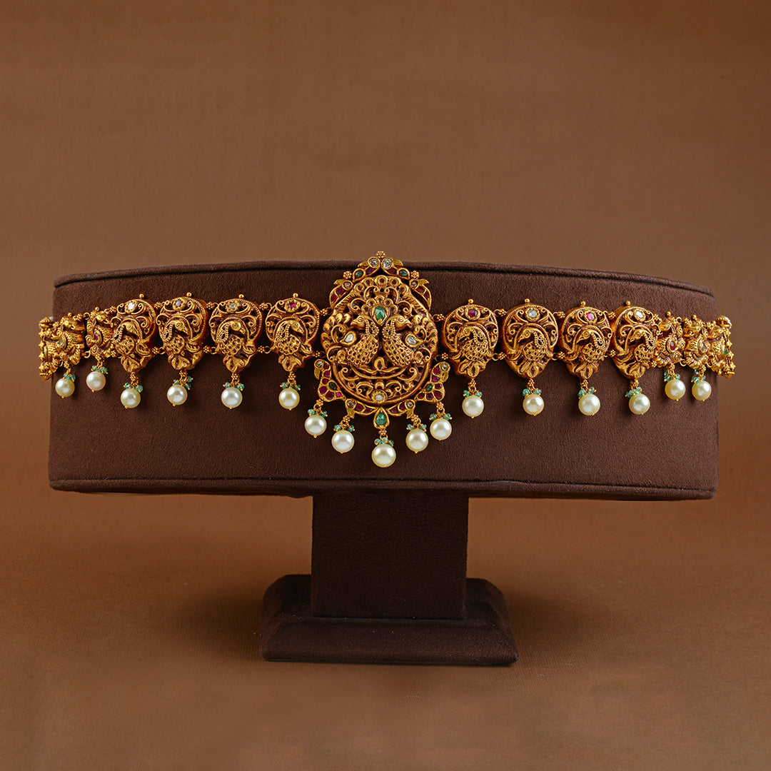 22k Gold Peacock Vaddanam - Krishna Jewellers Pearls and Gems