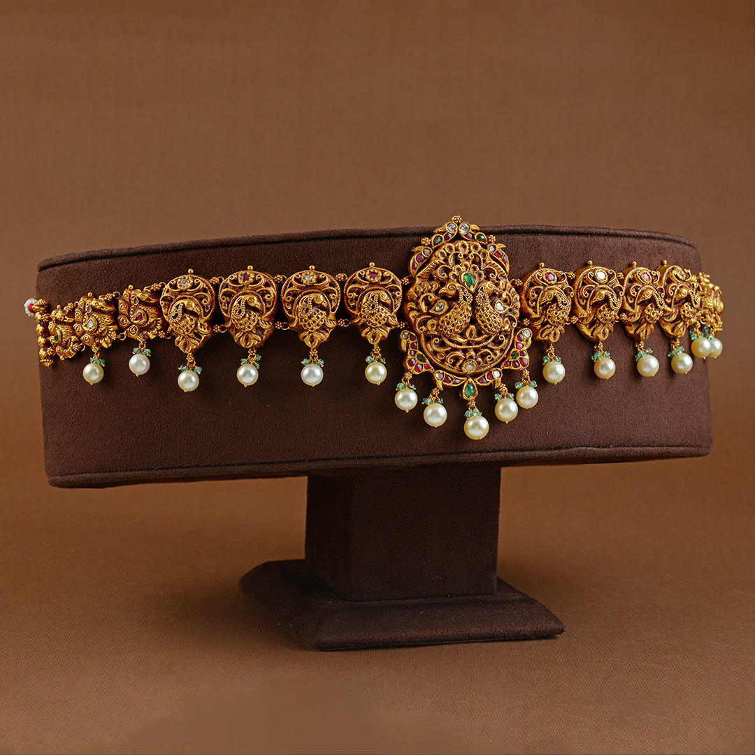 22k Gold Peacock Vaddanam - Krishna Jewellers Pearls and Gems