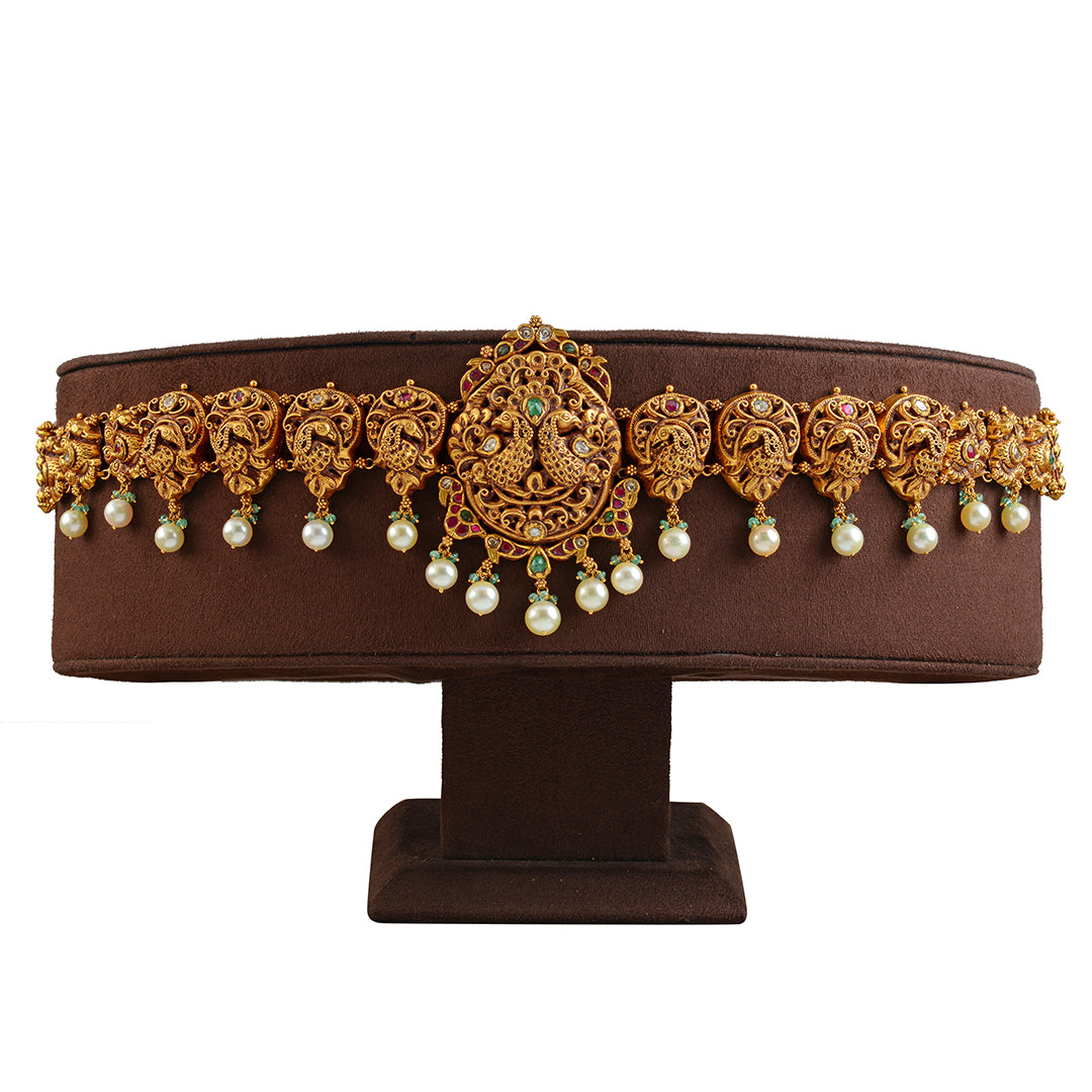 22k Gold Peacock Vaddanam - Krishna Jewellers Pearls and Gems