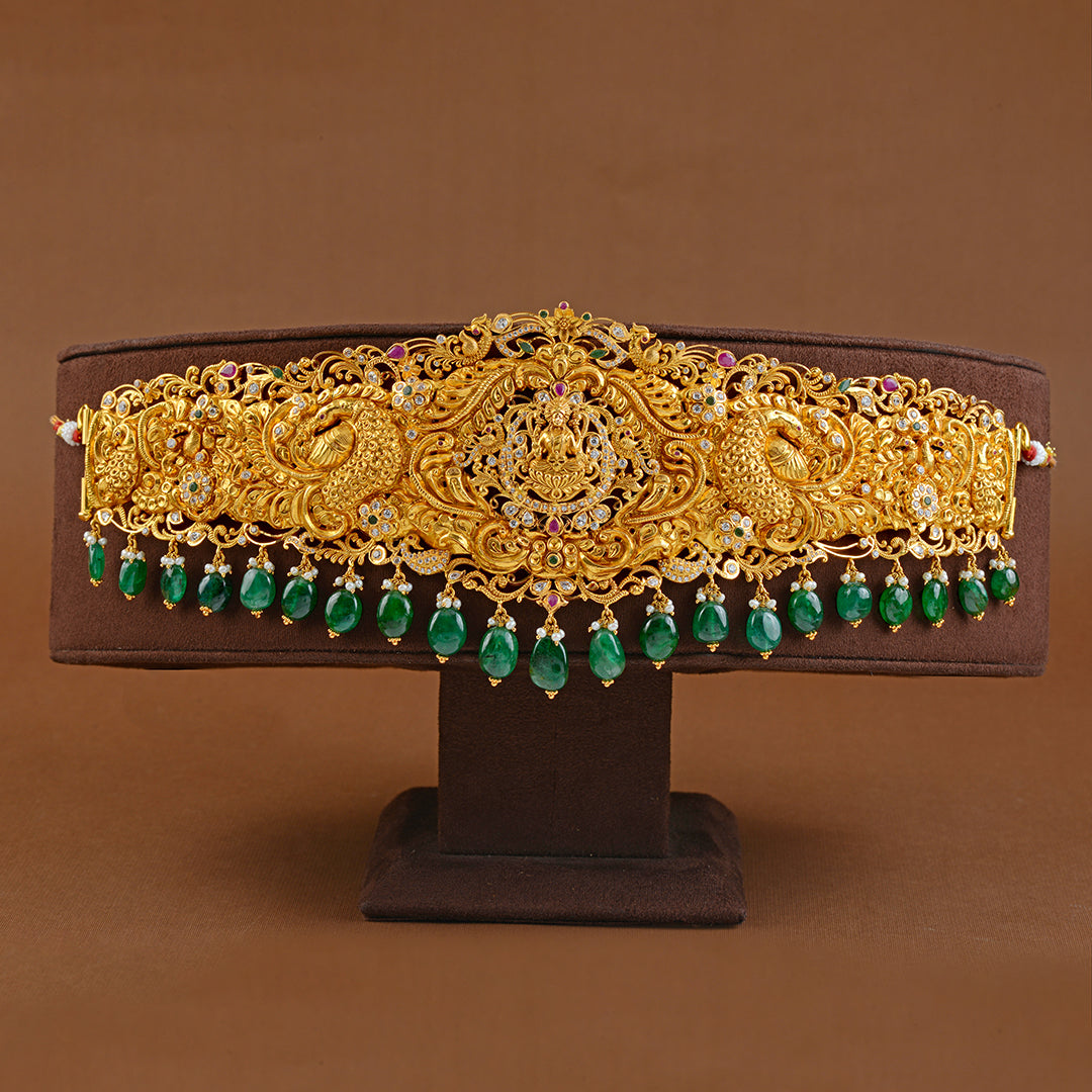 916 Lakshmi Peacock Gold Vaddanam - Krishna Jewellers Pearls and Gems