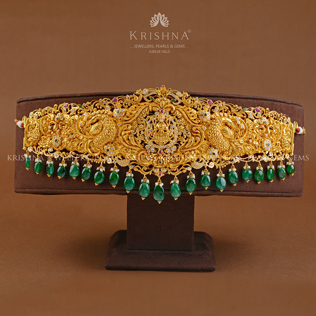 916 Lakshmi Peacock Gold Vaddanam - Krishna Jewellers Pearls and Gems