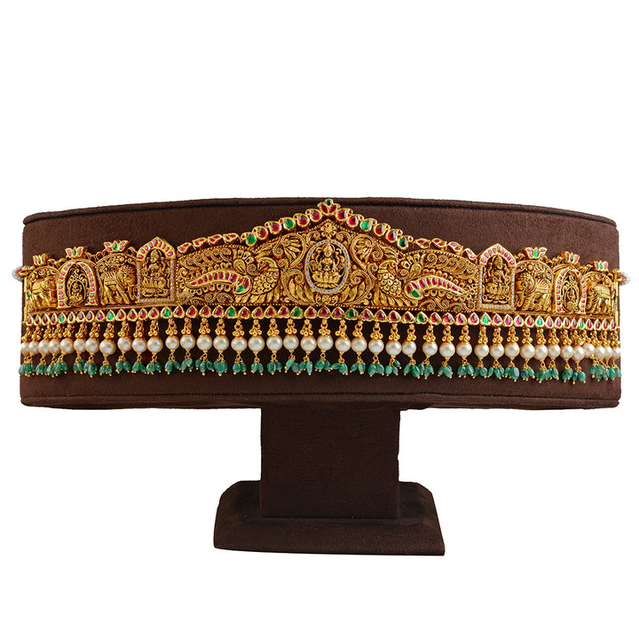 22k Peacock Themed Gold Lakshmi Vaddanam - Krishna Jewellers Pearls and Gems