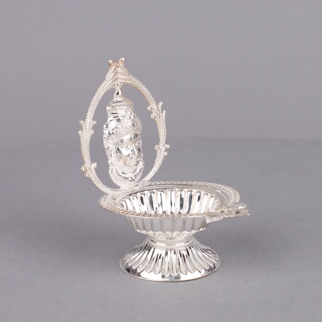 Silver laxmi themed Diya stand