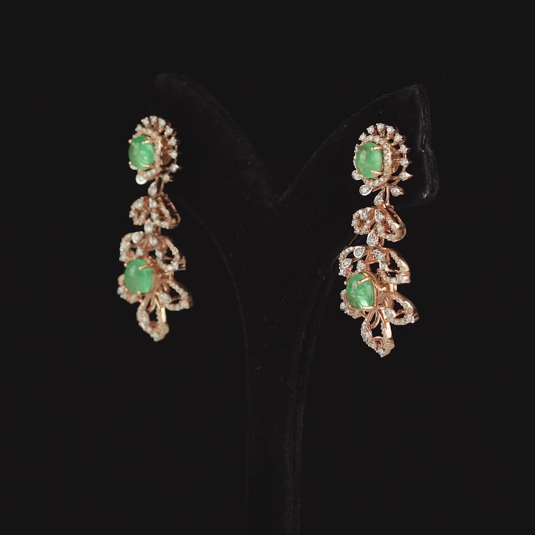 Flower and Leaf Diamond Earrings