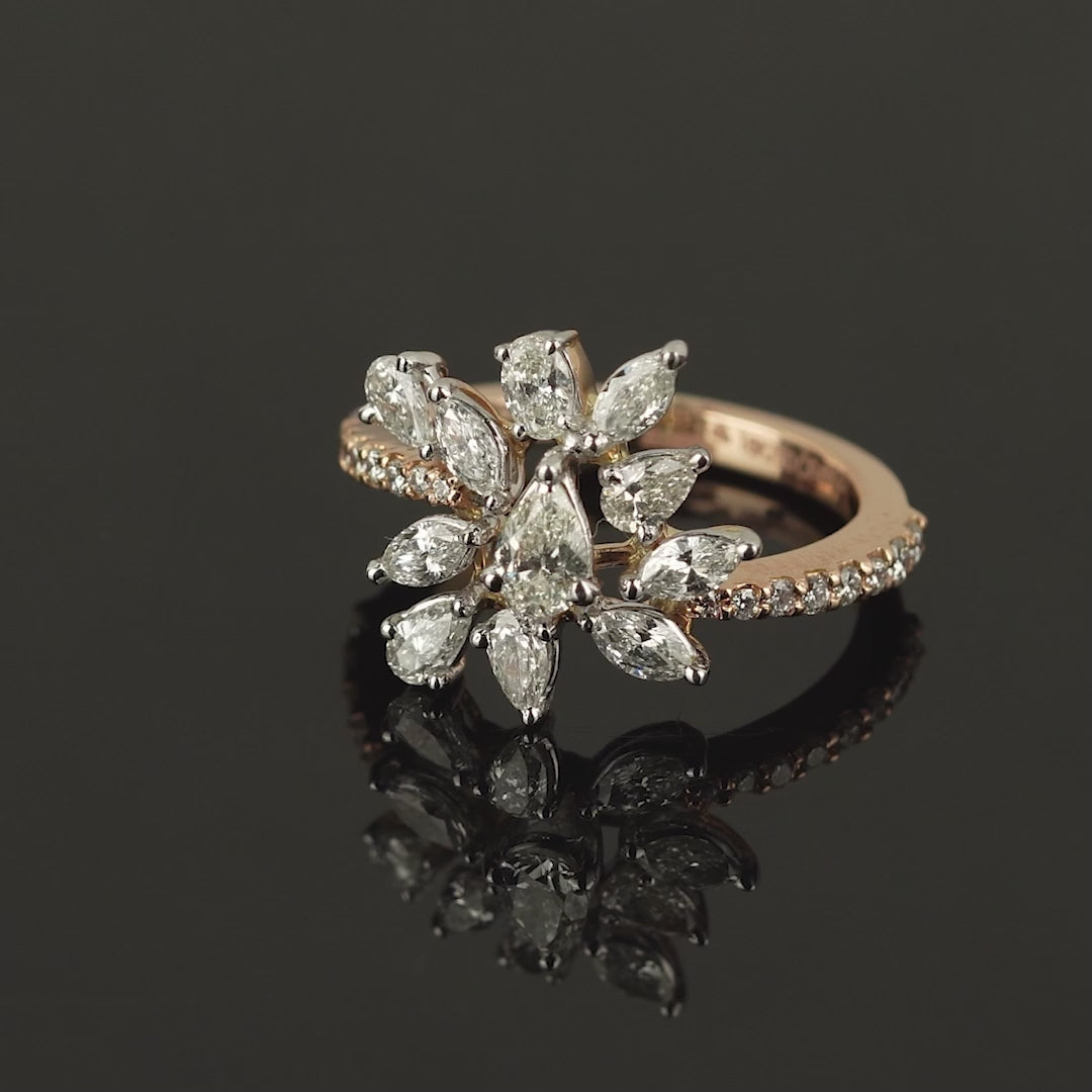 Floral Rose Gold Diamond ring