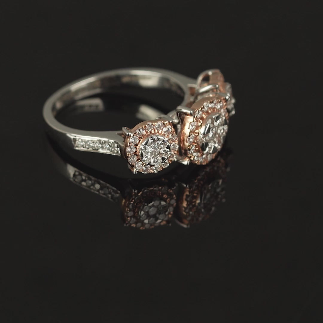 Triple Head Diamond Ring