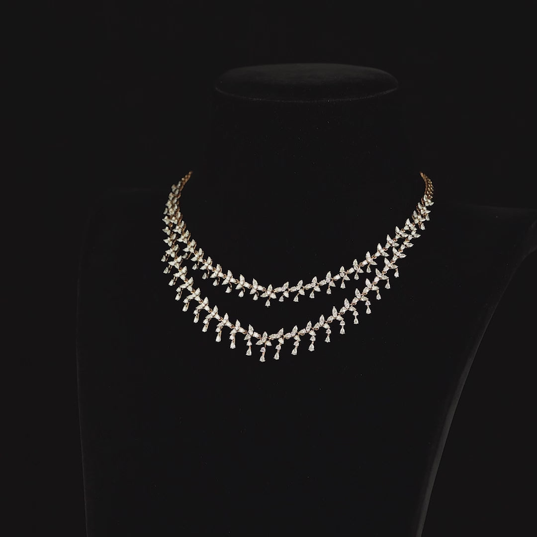 2 Layerd Diamond Choker Necklace