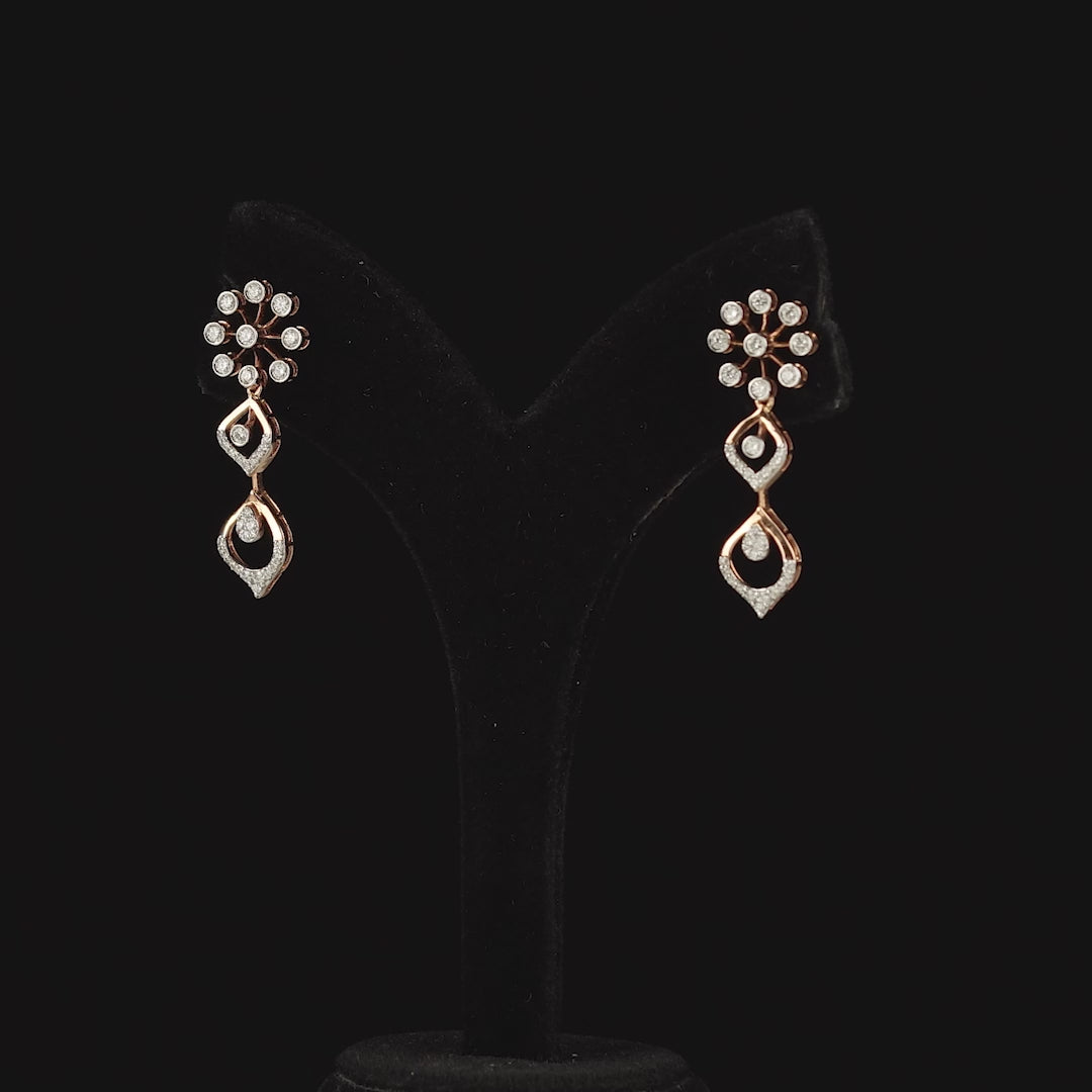 Flower and Leaf Style Diamond Earrings