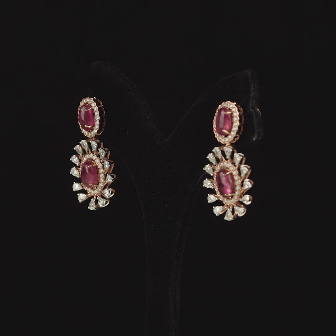 Flower Motif Diamond Stud Earrings