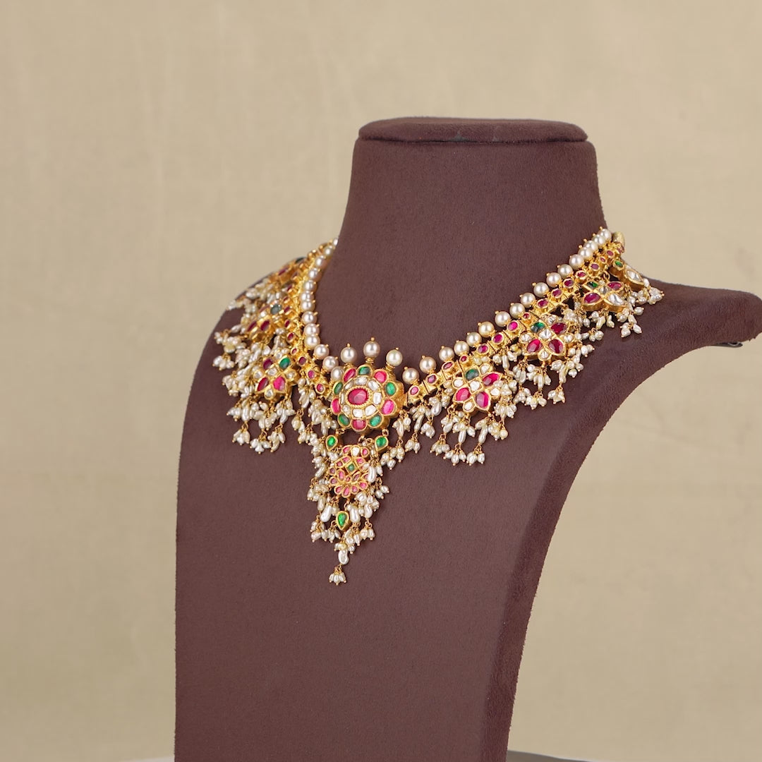 22k Gold Kundan Guttapusalu Necklace