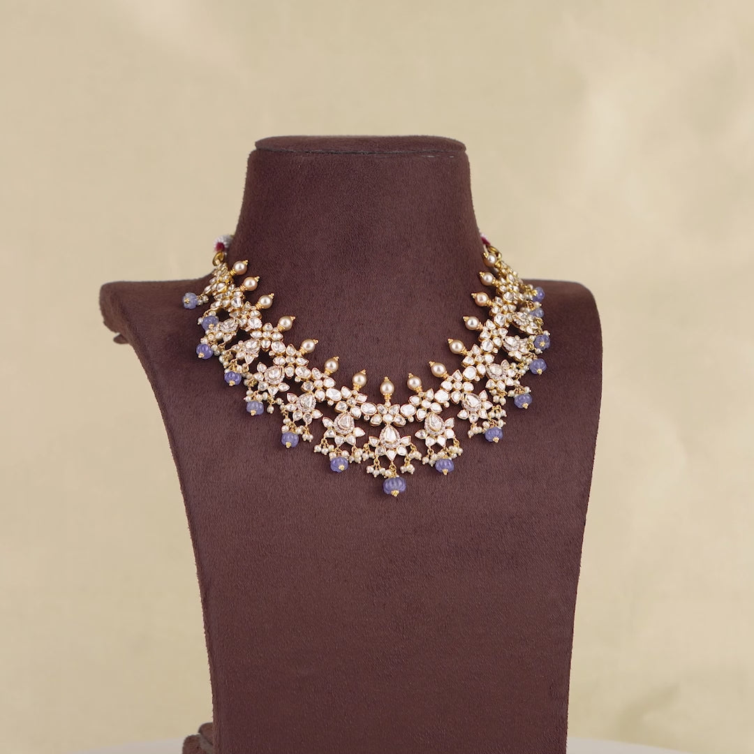 Beautifull Gold Polki Choker Necklace