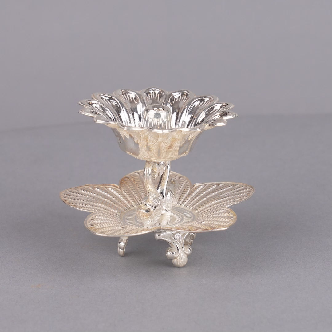 92.5 Silver Peacock Diya Stand