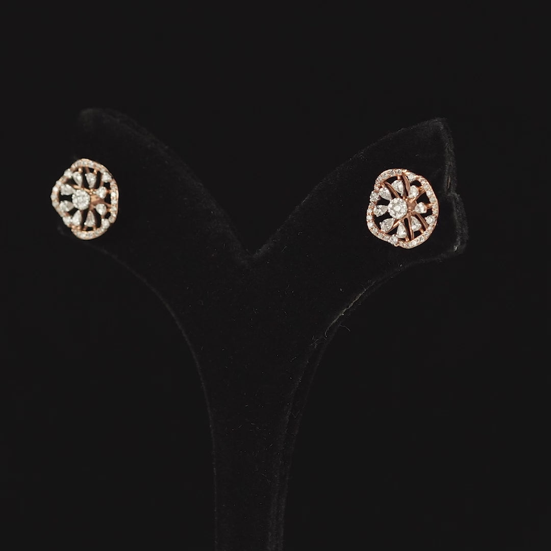 Triacle incribed Diamond Earrings