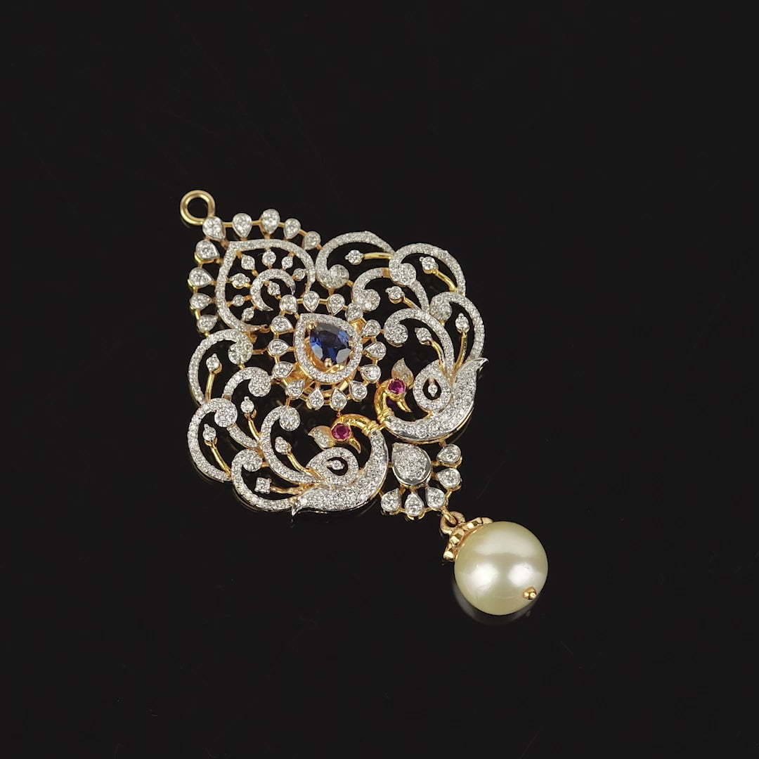 Twosome Peacock Diamond Pendant