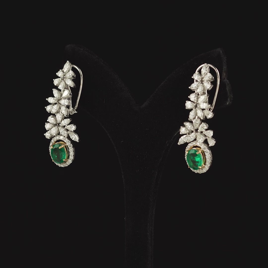 Triple Flower Cluster Diamond Earrings