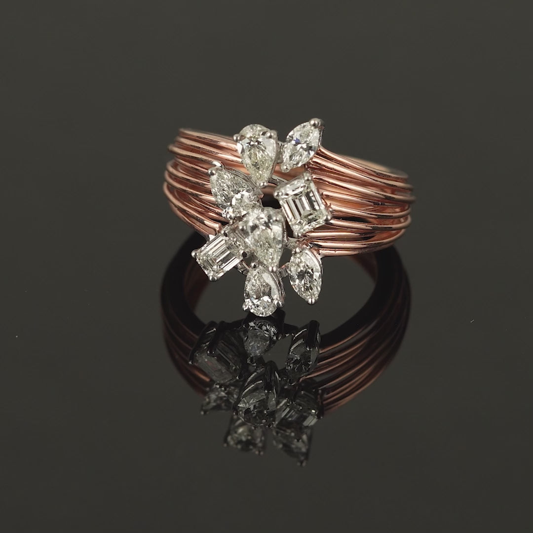 Multi Strand Rose Gold Daimond Ring