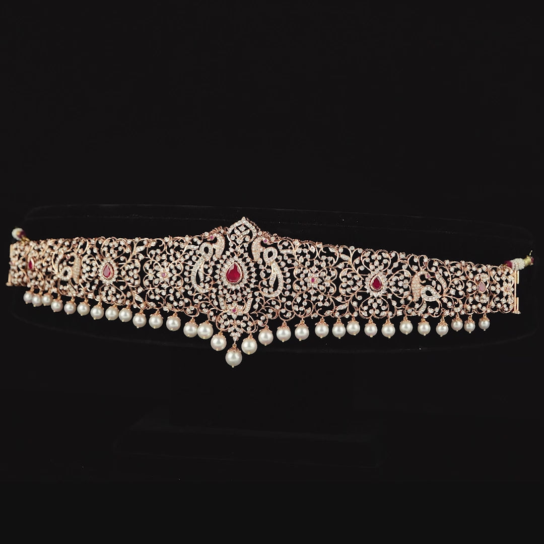 Diamond Vaddanam in Peacock Motif