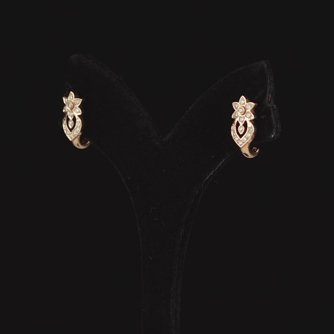 Flower Cum Leaf Diamond Stud Earrings