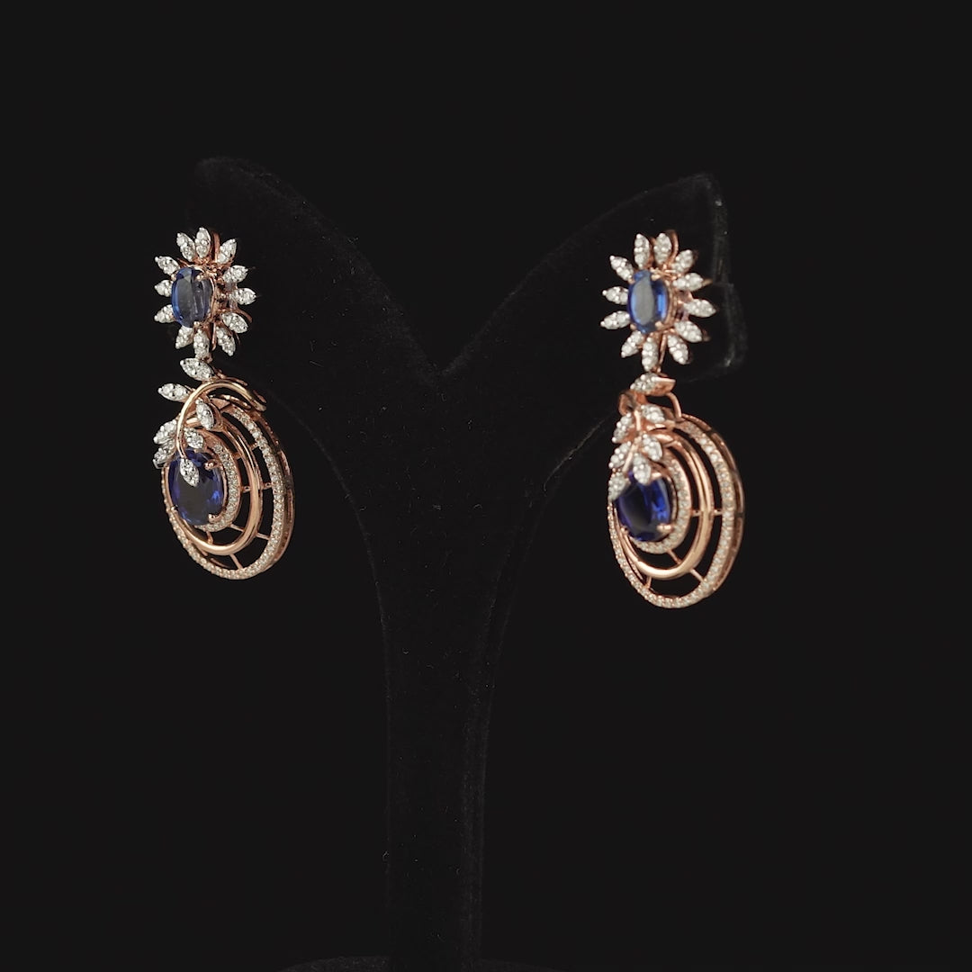 Flower and Multicircle Diamond Earrings