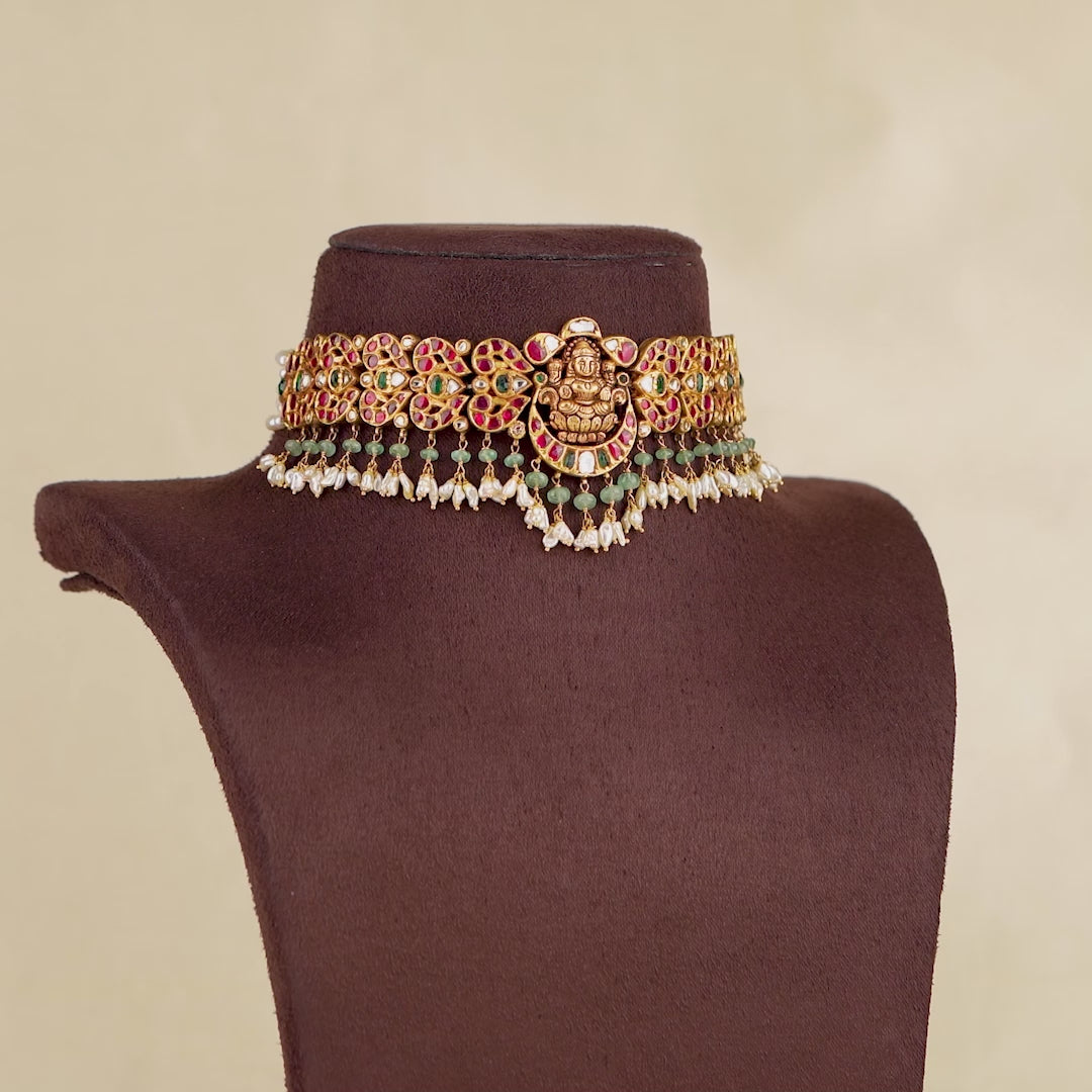 Gold Laxmi Devi Kundan Choker