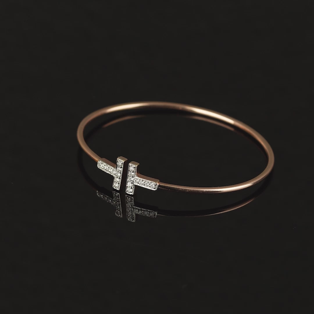 Open Curve Rose Gold Diamond Bracelet