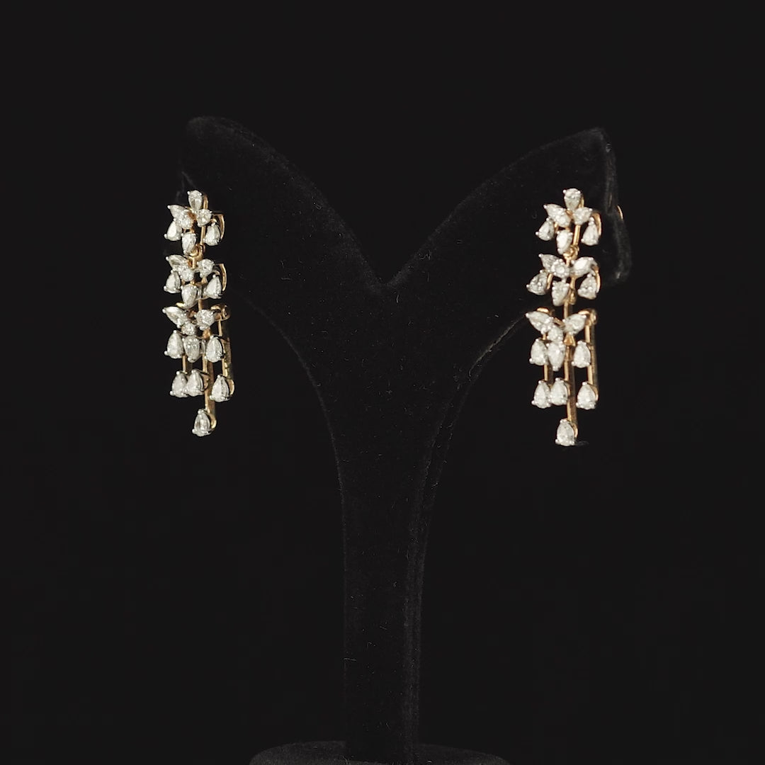 Floral Hanging Diamond Earrings