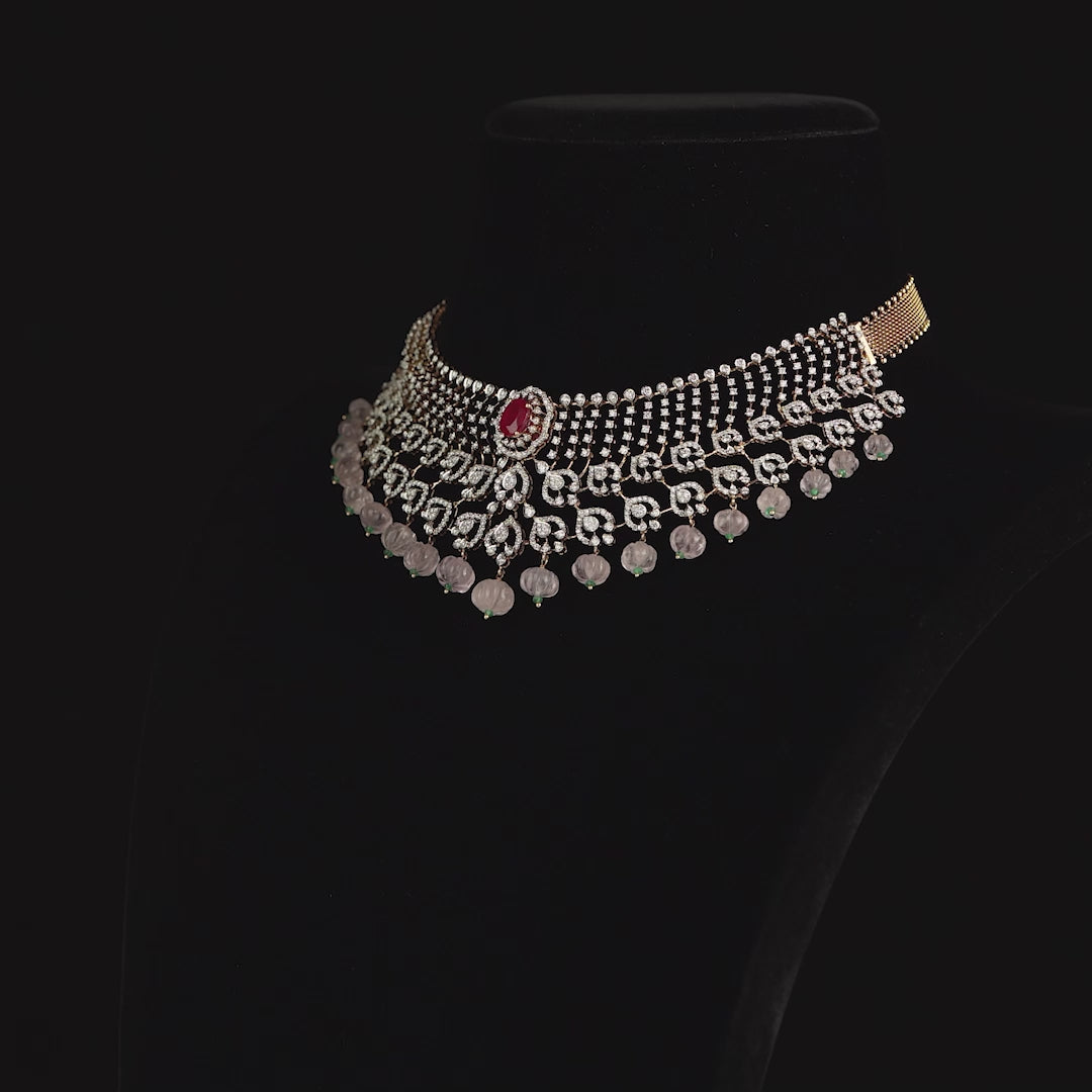 Diamond Choker with Kharabaju Beads