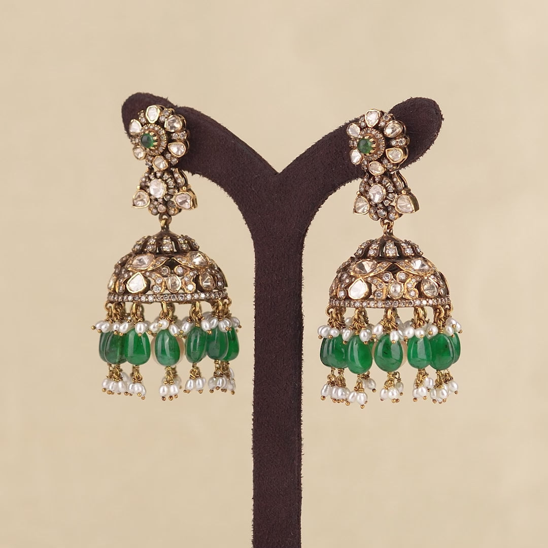 Victorian Polki Jhumka Earrings