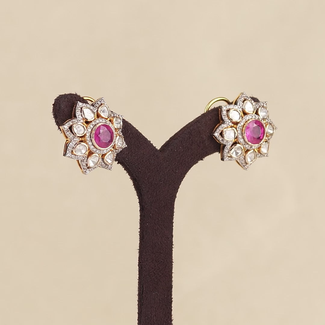 Polki Ruby Studed Earrings