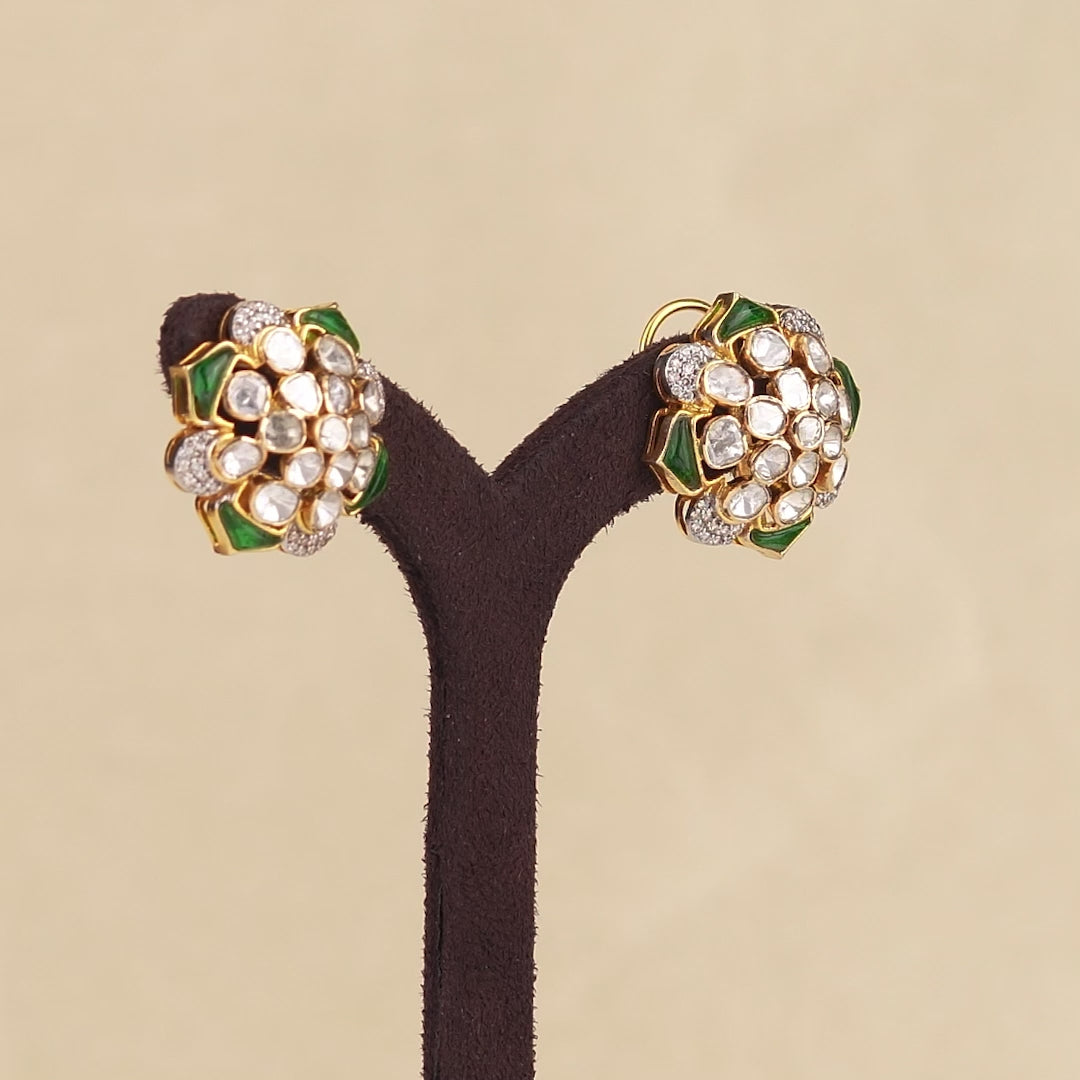 Polki Emerald 18k Studed Earrings